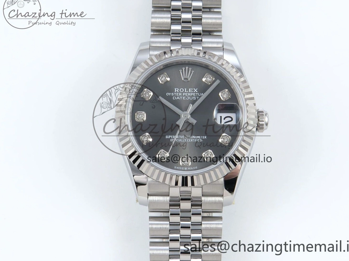 MiroTime 0304 DateJust 31 278274 ARF 1:1 Best Edition 904L Steel Gray Diamonds Dial on SS Jubilee Bracelet ETA OnTrend 541